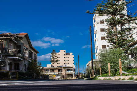 Varosha, Northern Cyprus - January 06, 2022 Cityscape of Varosha, a seaside resort built in 1972,...