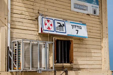 Tel Aviv, Israel - March 06, 2022 Safety and sports facilities on the main beach of Tel Aviv in Israel, the white sand beaches receive visitors from all over Israel, but also from all over the worldのeditorial素材