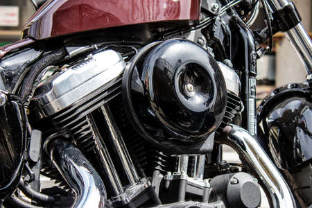 Tel Aviv, Israel - March 07, 2022 Harley Davidson motorcycle parked in the streets of the city center of the metropolitan area of Tel Aviv the second biggest city in Israelのeditorial素材