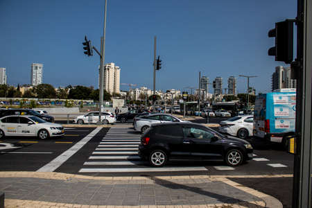 Tel Aviv, Israel - April 11, 2022 Traffic jam in the streets of Tel Aviv the second biggest city in Israelのeditorial素材
