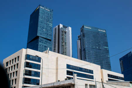Tel Aviv, Israel - April 11, 2022 Cityscape of the city center of the metropolitan area of Tel Aviv, the white city and the second biggest city in Israelのeditorial素材