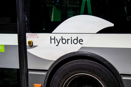 Paris, France - May 21, 2022 Bus driving through the streets of Paris during the coronavirus...