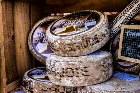 Reims, France - May 28, 2022 Artisan stall selling their wares at the medieval market during the Johanniques festivities, back after a two year hiatus following coronavirus outbreakのeditorial素材