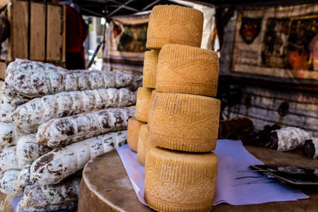 Reims, France - May 28, 2022 Artisan stall selling their wares at the medieval market during the Johanniques festivities, back after a two year hiatus following coronavirus outbreakのeditorial素材