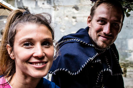 Reims, France - May 28, 2022 Artisan stall selling their wares at the medieval market during the Johanniques festivities, back after a two year hiatus following coronavirus outbreakのeditorial素材