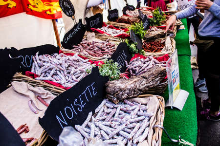 Reims, France - May 28, 2022 Artisan stall selling their wares at the medieval market during the Johanniques festivities, back after a two year hiatus following coronavirus outbreakのeditorial素材