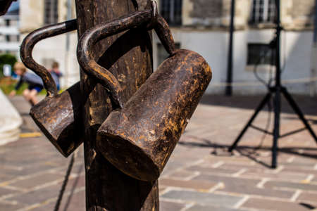Reims, France - May 28, 2022 Street show and historical reconstruction which transports visitors to the heart of the Middle Ages during the Johanniques festivities which take place in the city of Reimsのeditorial素材