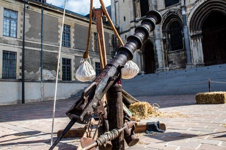 Reims, France - May 28, 2022 Street show and historical reconstruction which transports visitors to the heart of the Middle Ages during the Johanniques festivities which take place in the city of Reimsのeditorial素材