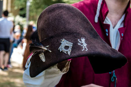 Reims, France - May 28, 2022 Street show and historical reconstruction which transports visitors to the heart of the Middle Ages during the Johanniques festivities which take place in the city of Reimsのeditorial素材