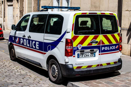 Reims, France - May 25, 2022 Police car parked in the streets of Reims during the coronavirus outbreak hitting Franceのeditorial素材