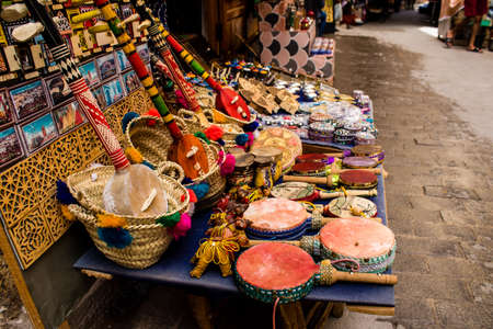 Fez, Morocco - June 12, 2022 The souks of Fez located in the medina are traditional Arab markets that offer all kinds of products like fabrics, food products, makeup and household appliancesの写真素材