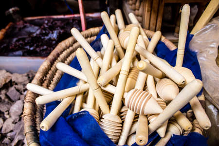 Fez, Morocco - June 15, 2022 Oriental products, essential oils, creams and spices sold in the souk of Fez located in the medina where traditional Arab markets that offer all kinds of productsのeditorial素材
