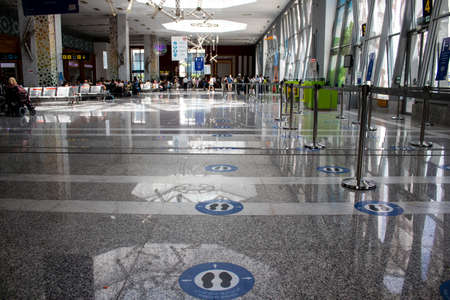 Fez, Morocco - June 15, 2022 Fez international airport in Morocco during the coronavirus epidemic, tourists are returning to the country following the reopening of bordersのeditorial素材