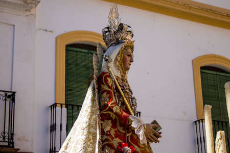 Carmona, Spain - June 19, 2022 Corpus Christi of Carmona, religious procession through the streets...