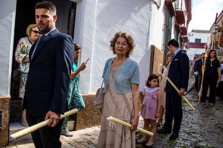 Carmona, Spain - June 19, 2022 Corpus Christi of Carmona, religious procession through the streets...