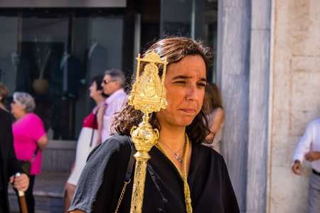 Carmona, Spain - June 19, 2022 Corpus Christi of Carmona, religious procession through the streets...