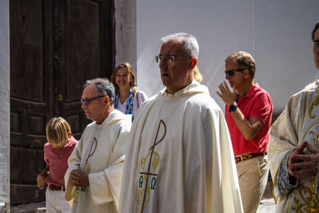 Carmona, Spain - June 19, 2022 Corpus Christi of Carmona, religious procession through the streets...