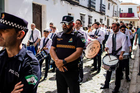 Carmona, Spain - June 19, 2022 Corpus Christi of Carmona, police in the streets of Carmona during the religious processionのeditorial素材