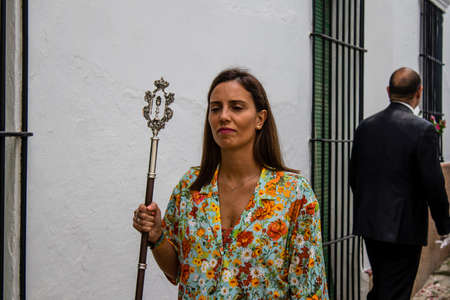 Carmona, Spain - June 19, 2022 Corpus Christi of Carmona, religious procession through the streets...