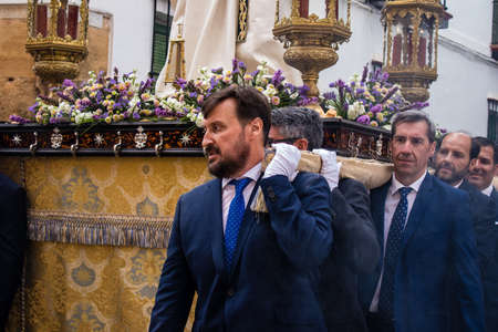 Carmona, Spain - June 19, 2022 Corpus Christi of Carmona, religious procession through the streets...