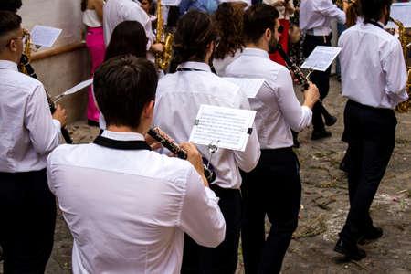 Carmona, Spain - June 19, 2022 Corpus Christi of Carmona, religious procession through the streets...