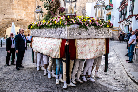 Carmona, Spain - June 18, 2022 Corpus Christi of Carmona, Religious procession in the streets,...