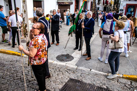 Carmona, Spain - June 18, 2022 Corpus Christi of Carmona, Religious procession in the streets,...