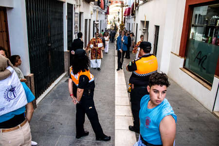 Carmona, Spain - June 18, 2022 Corpus Christi of Carmona, Religious procession in the streets,...