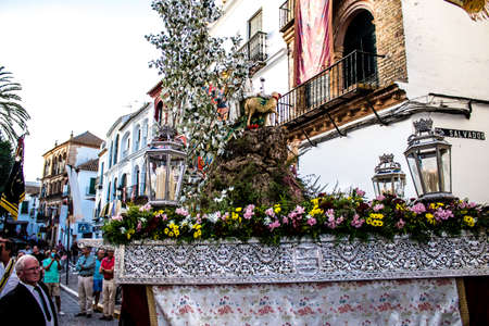 Carmona, Spain - June 18, 2022 Corpus Christi of Carmona, Religious procession in the streets,...