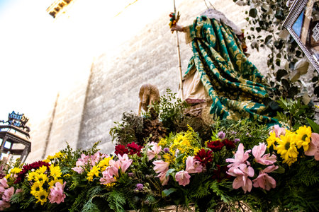 Carmona, Spain - June 18, 2022 Corpus Christi of Carmona, Religious procession in the streets,...