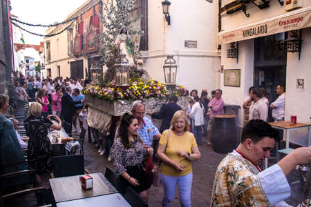 Carmona, Spain - June 18, 2022 Corpus Christi of Carmona, Religious procession in the streets,...