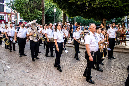 Carmona, Spain - June 18, 2022 Corpus Christi of Carmona, Religious procession in the streets,...