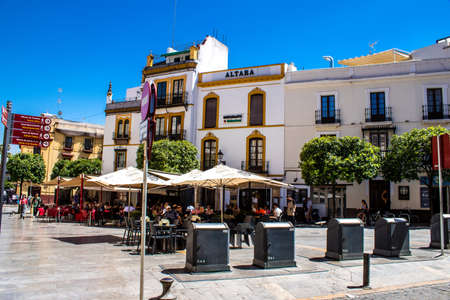 Seville, Spain - July 04, 2022 Cityscape and architecture of Seville, an emblematic city and the capital of the region of Andalusia, in the south of Spainのeditorial素材