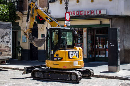 Seville, Spain - July 04, 2022 Construction area in the city center of Seville, an emblematic city...