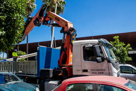 Seville, Spain - July 04, 2022 Construction area in the city center of Seville, an emblematic city and the capital of the region of Andalusia, in the south of Spainのeditorial素材