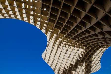 Seville, Spain - July 04, 2022 The Metropol Parasol, popularly linked to the name of Las Setas, is the largest wooden structure of the world, offering a panoramic view of the town of Sevilleのeditorial素材