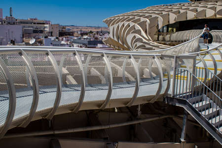 Seville, Spain - July 04, 2022 The Metropol Parasol, popularly linked to the name of Las Setas, is the largest wooden structure of the world, offering a panoramic view of the town of Sevilleのeditorial素材