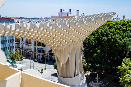 Seville, Spain - July 04, 2022 The Metropol Parasol, popularly linked to the name of Las Setas, is...
