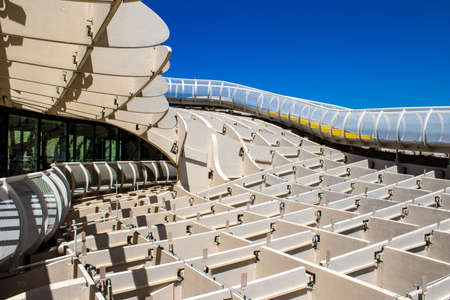 Seville, Spain - July 04, 2022 The Metropol Parasol, popularly linked to the name of Las Setas, is the largest wooden structure of the world, offering a panoramic view of the town of Sevilleのeditorial素材