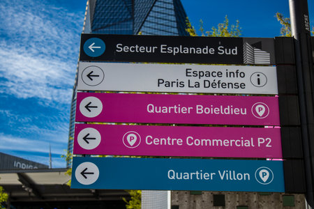 Paris, France - September 12, 2022 Cityscape and architecture of La Defense, a business district located in Greater Paris, skyscrapers surround the famous arch in the center of the esplanadeの写真素材