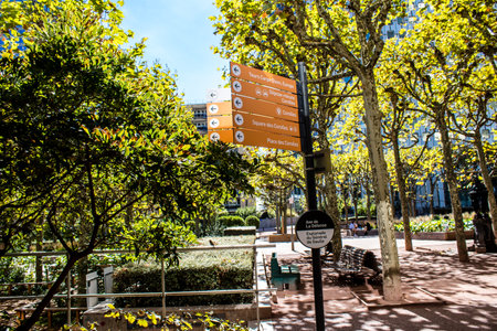 Paris, France - September 12, 2022 Cityscape and architecture of La Defense, a business district located in Greater Paris, skyscrapers surround the famous arch in the center of the esplanadeのeditorial素材