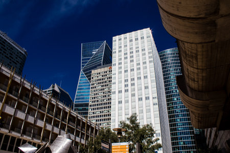 Paris, France - September 12, 2022 Cityscape and architecture of La Defense, a business district...