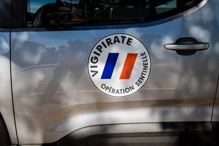 Paris, France - September 14, 2022 Police patrol the streets of Paris, an emblematic city and the...