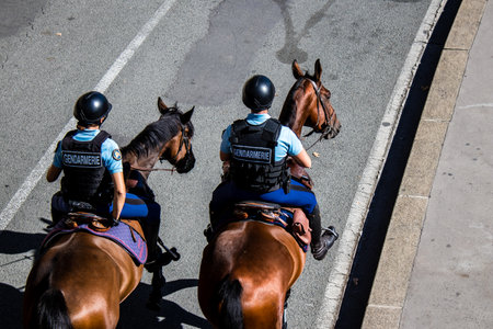 Paris, France - September 14, 2022 Police patrol the streets of Paris, an emblematic city and the...