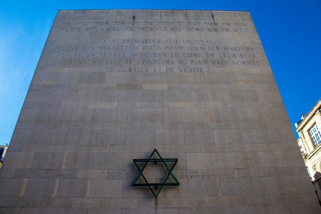 Paris, France - September 14, 2022 The Shoah Memorial is a place of remembrance of the genocide of the Jews, located in Paris in Franceのeditorial素材