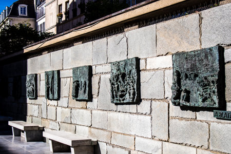 Paris, France - September 14, 2022 The Shoah Memorial is a place of remembrance of the genocide of the Jews, located in Paris in Franceのeditorial素材