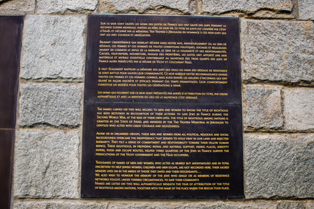 Paris, France - September 14, 2022 The Shoah Memorial is a place of remembrance of the genocide of the Jews, located in Paris in Franceのeditorial素材