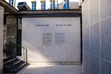 Paris, France - September 14, 2022 The Shoah Memorial is a place of remembrance of the genocide of the Jews, located in Paris in Franceのeditorial素材