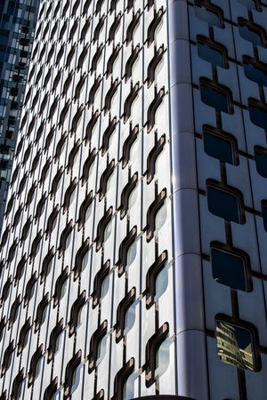 Paris, France - September 12, 2022 Cityscape and architecture of La Defense, a business district located in Greater Paris, skyscrapers surround the famous arch in the center of the esplanadeのeditorial素材