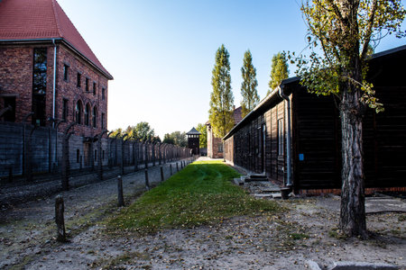 Oswiecim, Poland - October 07, 2022 Auschwitz, the largest concentration camp complex in the Third Reich, both a concentration camp and an extermination center, built for exterminating the jews peopleのeditorial素材